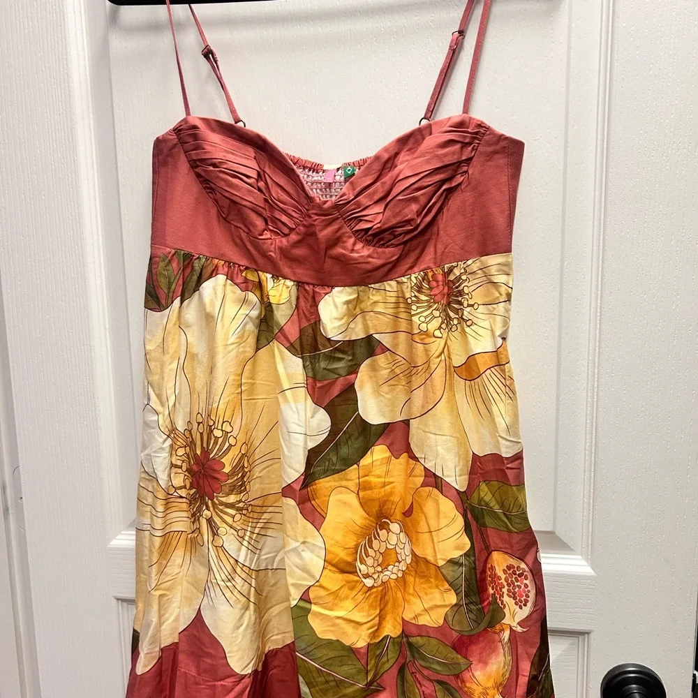 NWT FARM Rio Floral Pink and Yellow Mini Dress Size M - Picture 4 of 8